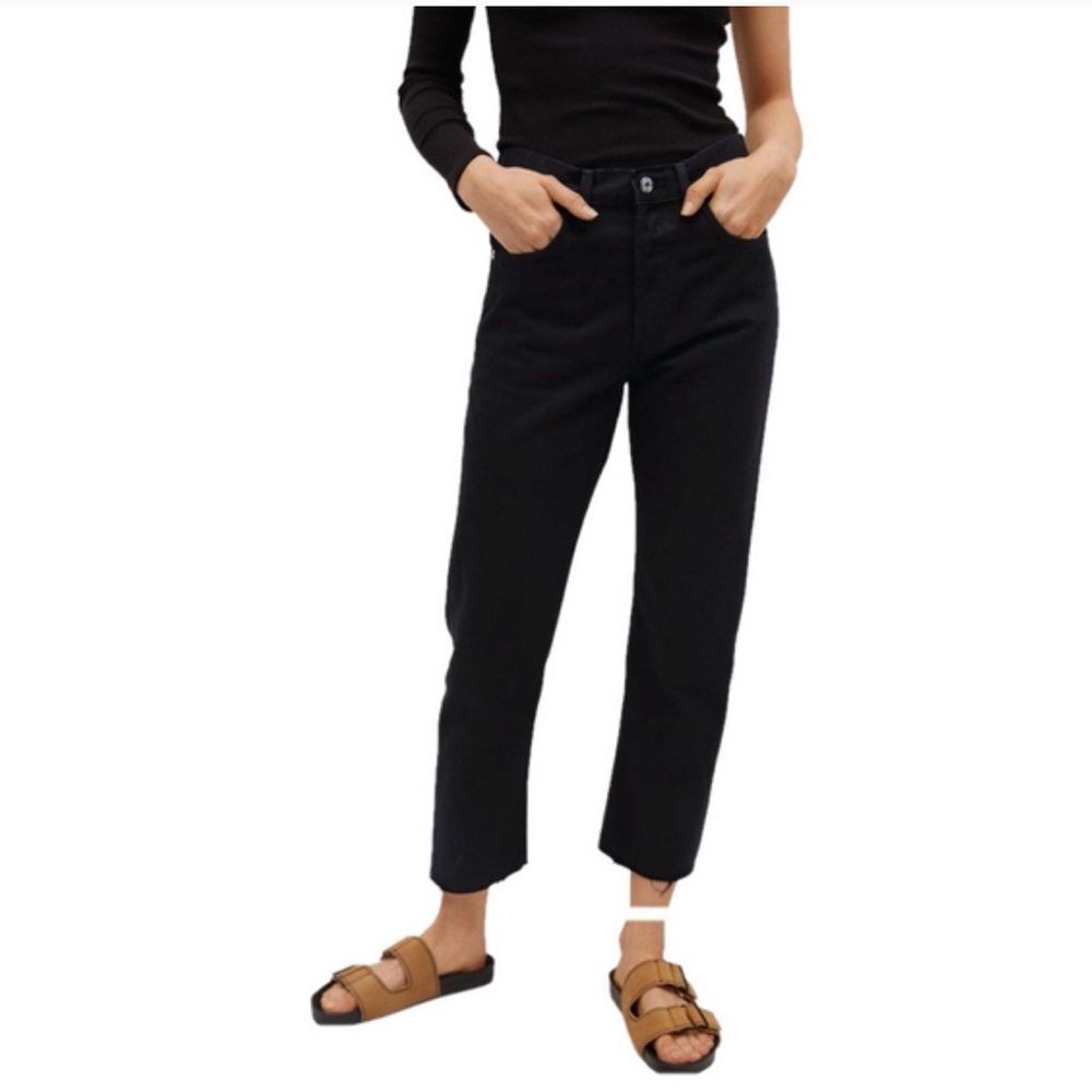MANGO | Havana Straight Leg Black Jeans - Size 8